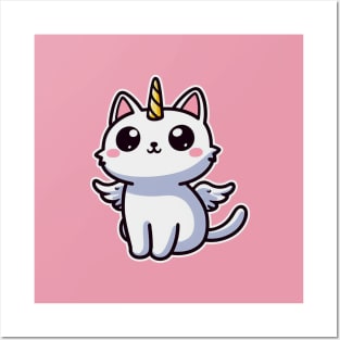 cat unicorn Posters and Art